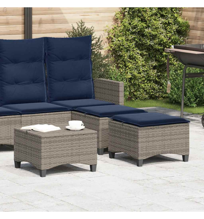 Tabourets jardin coussins 2 pcs gris 55x55x36 cm résine tressée | Mobilier & Déco