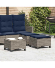 Tabourets jardin coussins 2 pcs gris 55x55x36 cm résine tressée | Mobilier & Déco