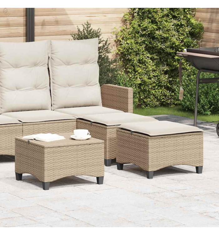 Tabourets jardin coussins 2pcs beige 55x55x36 cm résine tressée | Mobilier & Déco