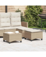 Tabourets jardin coussins 2pcs beige 55x55x36 cm résine tressée | Mobilier & Déco