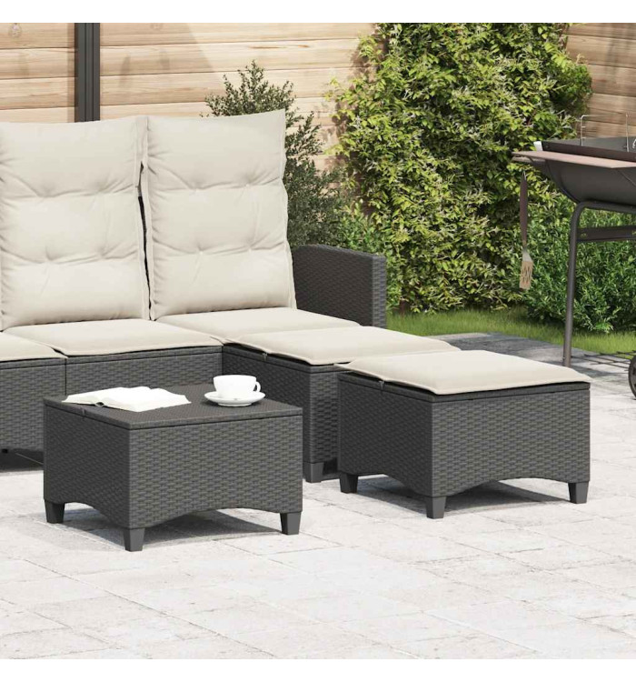 Tabourets jardin coussins 2 pcs noir 55x55x36 cm résine tressée | Mobilier & Déco