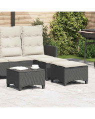 Tabourets jardin coussins 2 pcs noir 55x55x36 cm résine tressée | Mobilier & Déco
