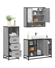 Ensemble de meubles de salle de bain 3 pcs Sonoma gris | Mobilier & Déco