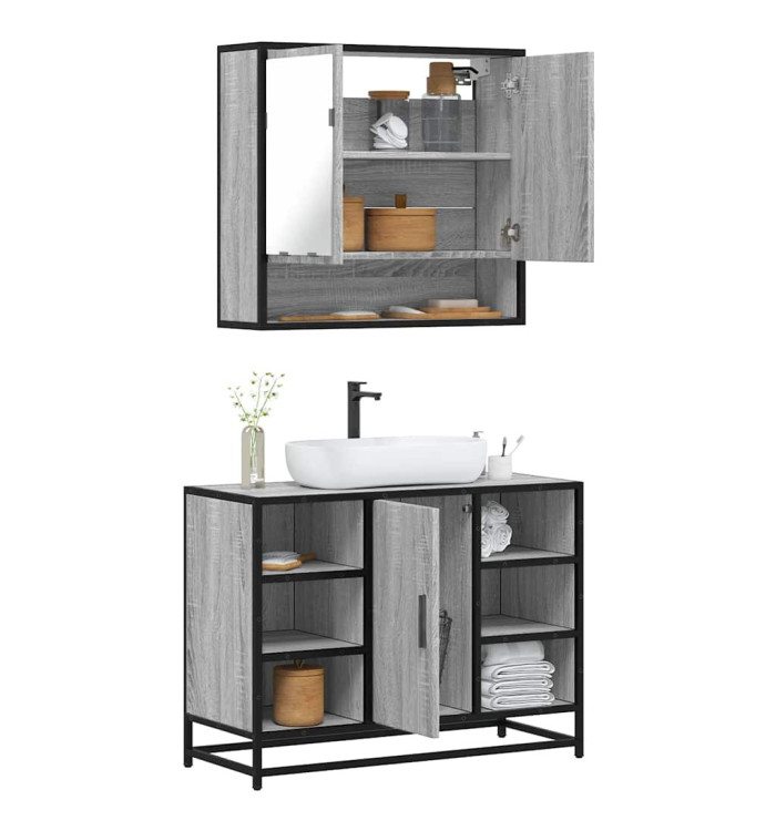 Ensemble de meubles de salle de bain 2 pcs Sonoma gris | Mobilier & Déco