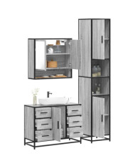 Ensemble de meubles de salle de bain 3 pcs Sonoma gris | Mobilier & Déco