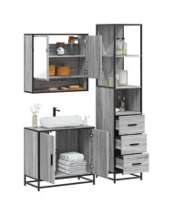 Ensemble de meubles de salle de bain 3 pcs Sonoma gris | Mobilier & Déco