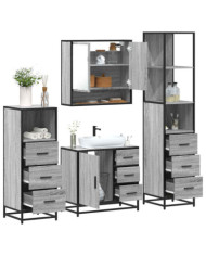 Ensemble de meubles de salle de bain 4 pcs sonoma gris | Mobilier & Déco