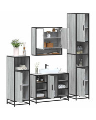 Ensemble de meubles de salle de bain 4 pcs sonoma gris | Mobilier & Déco