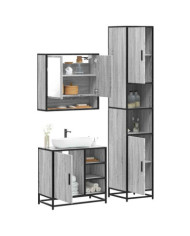 Ensemble de meubles de salle de bain 3 pcs Sonoma gris | Mobilier & Déco