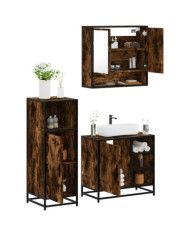 Ensemble de meubles de salle de bain 3 pcs Chêne fumé | Mobilier & Déco