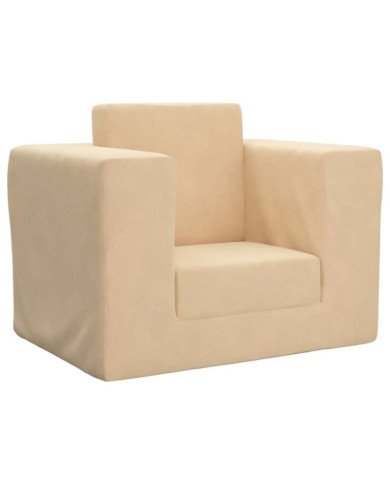 Canapé-lit pour enfants Crème Peluche douce | Mobilier & Déco