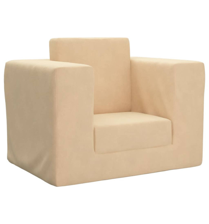 Canapé-lit pour enfants Crème Peluche douce | Mobilier & Déco