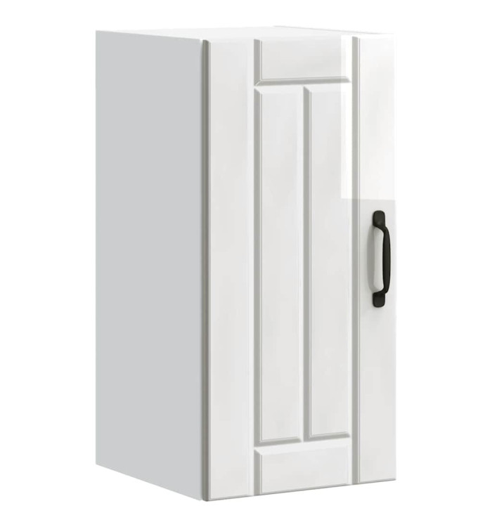 Armoire murale de cuisine Lucca blanc brillant bois ingénierie | Mobilier & Déco