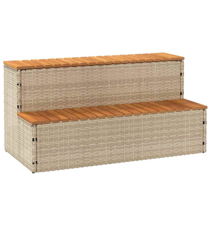 Marche bain remous beige 100x50x50,5 cm polyrotin acacia massif | Mobilier & Déco