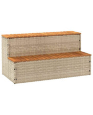 Marche bain remous beige 100x50x50,5 cm polyrotin acacia massif | Mobilier & Déco