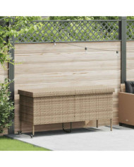 Boîte rangement jardin roues beige 160x55x75 cm résine tressée | Mobilier & Déco