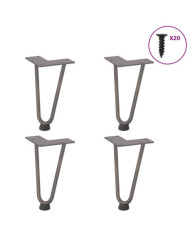 Pieds en épingle à cheveux pour table basse 4 pièces Acier naturel 20 cm Acier massif | Mobilier & Déco