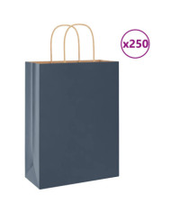 Sacs en papier 250 pcs avec poignées bleu 26x12x35 cm | Mobilier & Déco