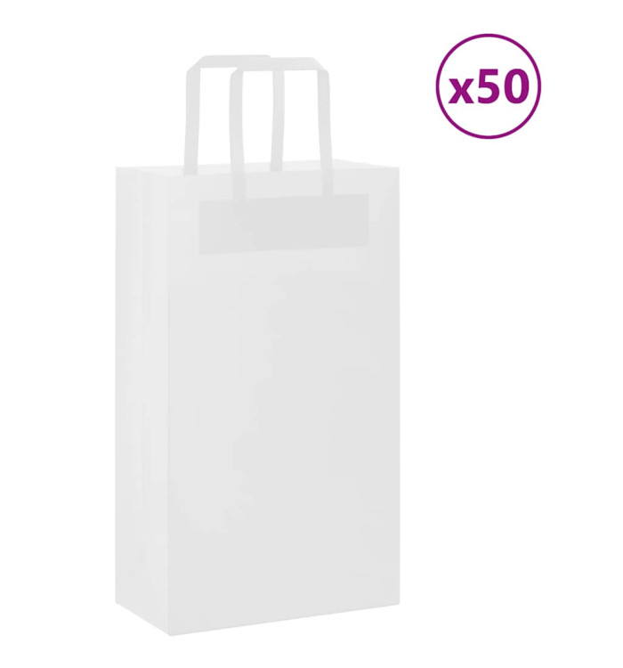 Sacs en papier 50 pcs avec poignées blanc 21x11x36 cm | Mobilier & Déco