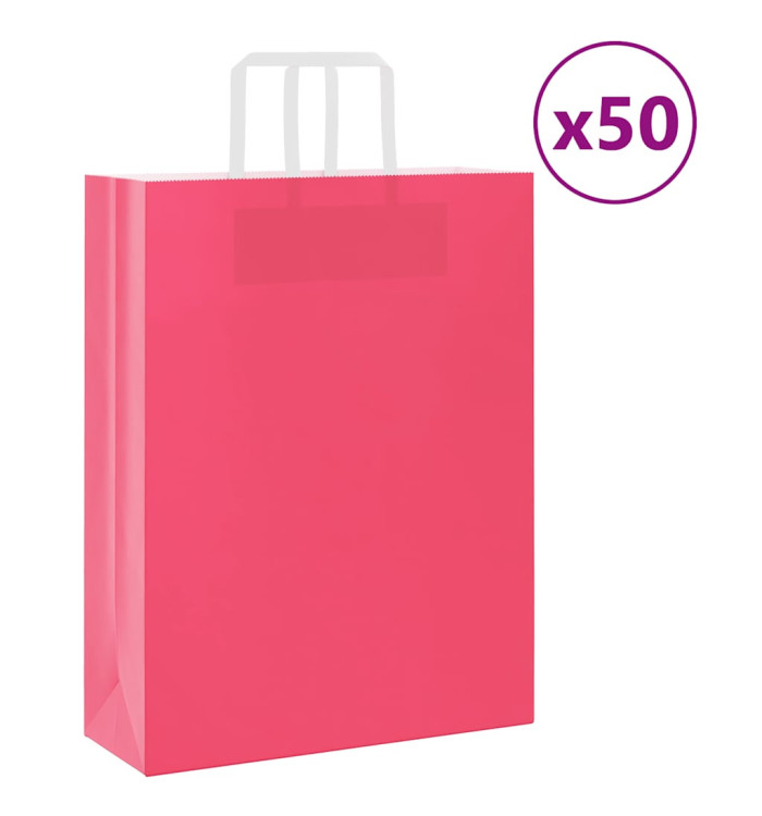 Sacs en papier 50 pcs avec poignées rose 32x12x42 cm | Mobilier & Déco