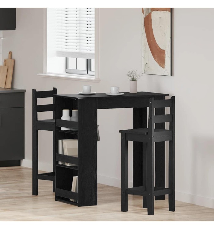 Table de bar avec étagère de rangement chêne noir | Mobilier & Déco