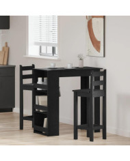 Table de bar avec étagère de rangement chêne noir | Mobilier & Déco