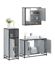 Ensemble de meubles de salle de bain 3 pcs Sonoma gris | Mobilier & Déco