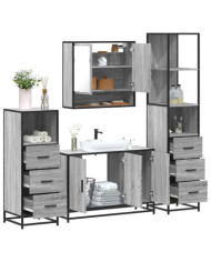 Ensemble de meubles de salle de bain 4 pcs sonoma gris | Mobilier & Déco