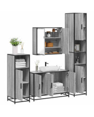 Ensemble de meubles de salle de bain 4 pcs sonoma gris | Mobilier & Déco