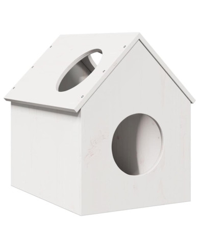 Maison pour chat blanc 41x50x50 cm bois de pin massif | Mobilier & Déco