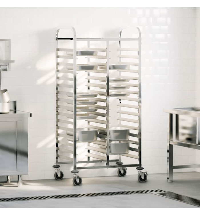 Chariot à plateaux 32 bacs GN 75x55x162,5 cm acier inoxydable | Mobilier & Déco