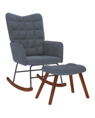 Chaise à bascule avec repose-pied gris foncé velours | Mobilier & Déco