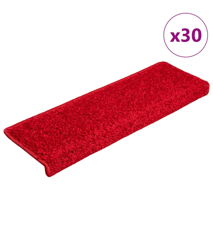 Tapis d'escalier 30 pcs 65x21x4 cm Rouge | Mobilier & Déco