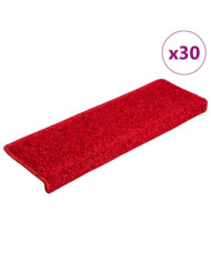 Tapis d'escalier 30 pcs 65x21x4 cm Rouge | Mobilier & Déco
