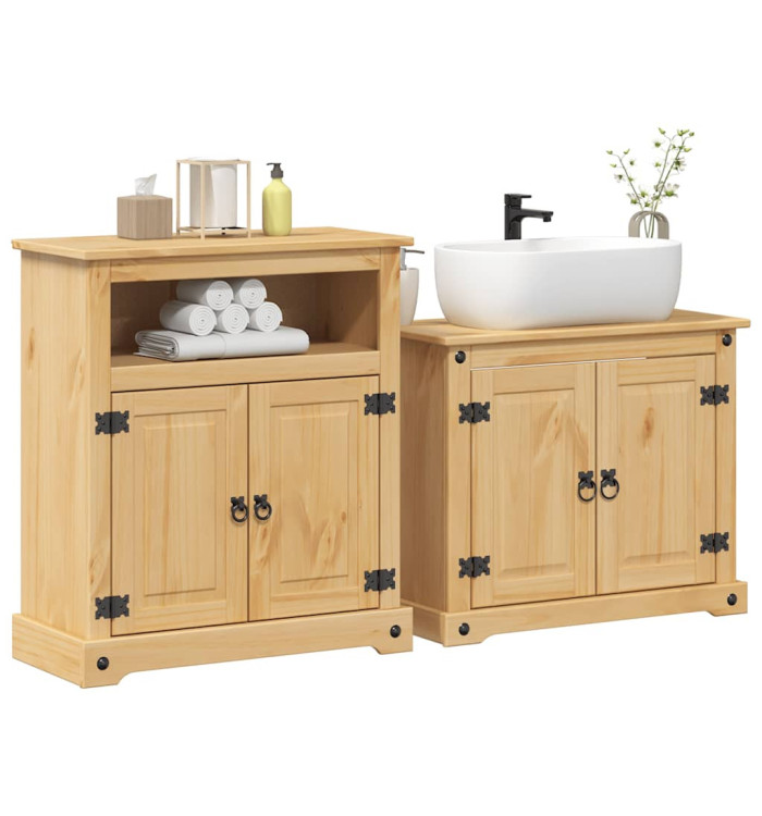 Ensemble de meubles salle de bain 2 pcs Corona bois pin massif | Mobilier & Déco