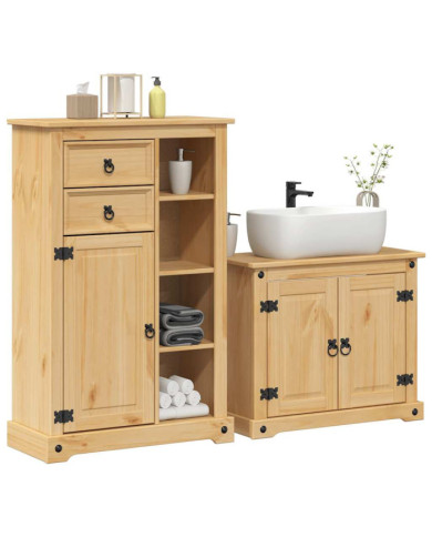 Ensemble de meubles salle de bain 2 pcs Corona bois pin massif | Mobilier & Déco