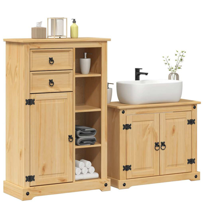 Ensemble de meubles salle de bain 2 pcs Corona bois pin massif | Mobilier & Déco