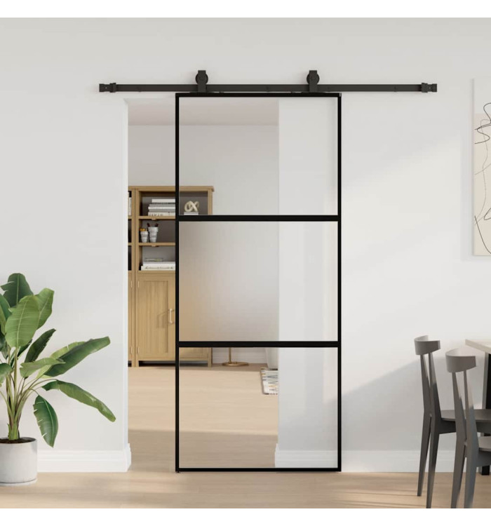 Porte coulissante avec kit de quincaillerie noir 90x205 cm | Mobilier & Déco