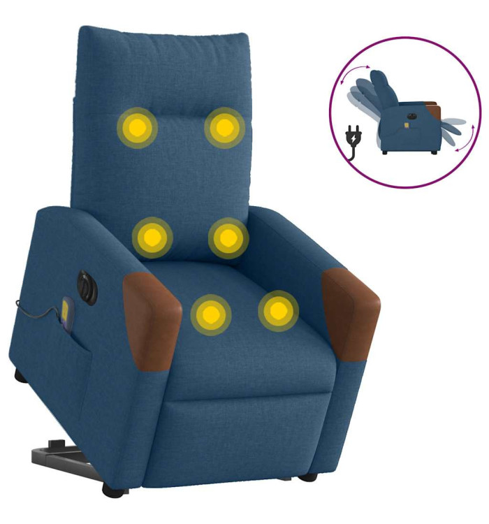 Fauteuil inclinable de massage électrique bleu tissu | Mobilier & Déco