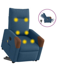 Fauteuil inclinable de massage électrique bleu tissu | Mobilier & Déco