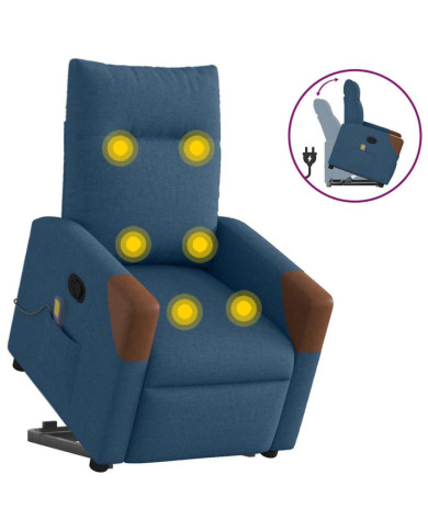 Fauteuil de massage inclinable Bleu Tissu | Mobilier & Déco