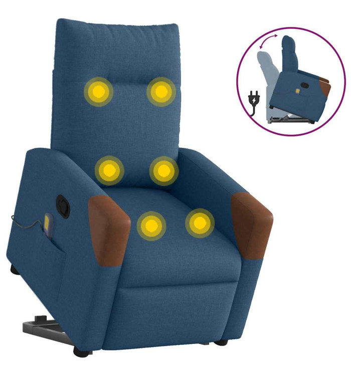 Fauteuil de massage inclinable Bleu Tissu | Mobilier & Déco