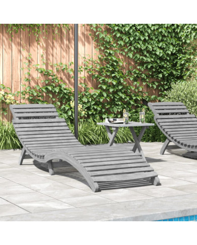 Chaise longue gris 184x55x64 cm bois massif d'acacia | Mobilier & Déco