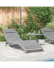 Chaise longue gris 184x55x64 cm bois massif d'acacia | Mobilier & Déco