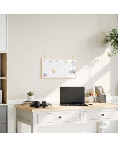 Tableau blanc magnétique avec cadre bois de pin massif 60x30 cm | Mobilier & Déco