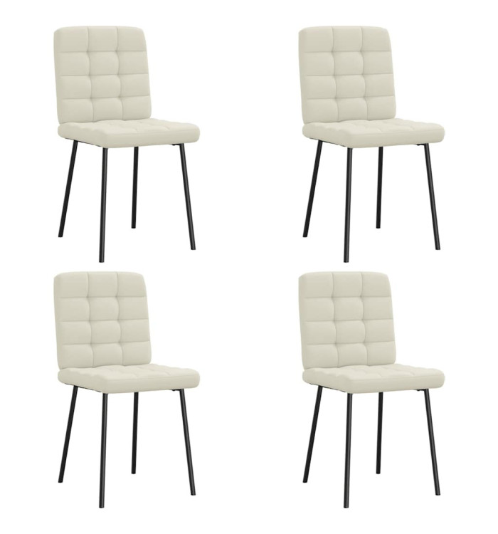 Chaises à manger lot de 4 Crème Velours | Mobilier & Déco