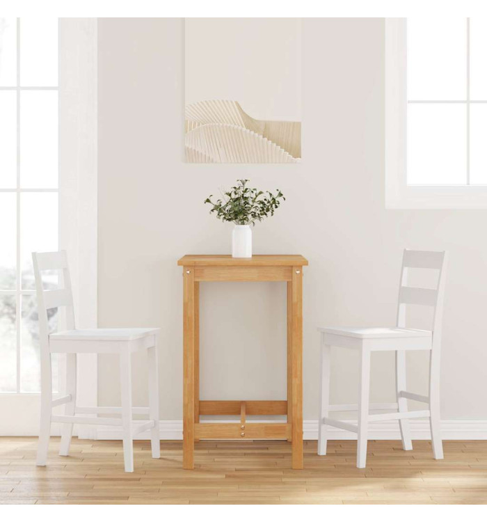 Tabourets de bar 2 pcs blanc bois massif d'hévéa | Mobilier & Déco