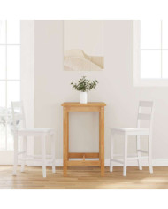Tabourets de bar 2 pcs blanc bois massif d'hévéa | Mobilier & Déco