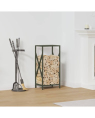 Portant de bois chauffage vert olive 34x25x70 cm | Mobilier & Déco