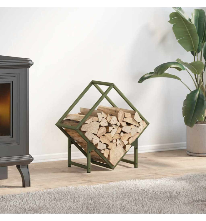 Portant de bois chauffage vert olive 50x25x50 cm | Mobilier & Déco